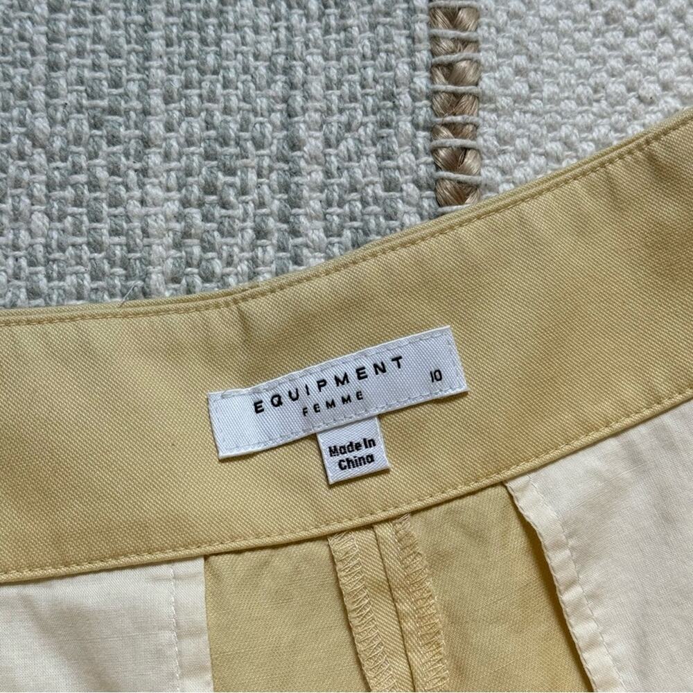 Equipment Lucille Sable Dor Butter Yellow High Rise Ankle Paperbag Pants Size 10 - Picture 12 of 14